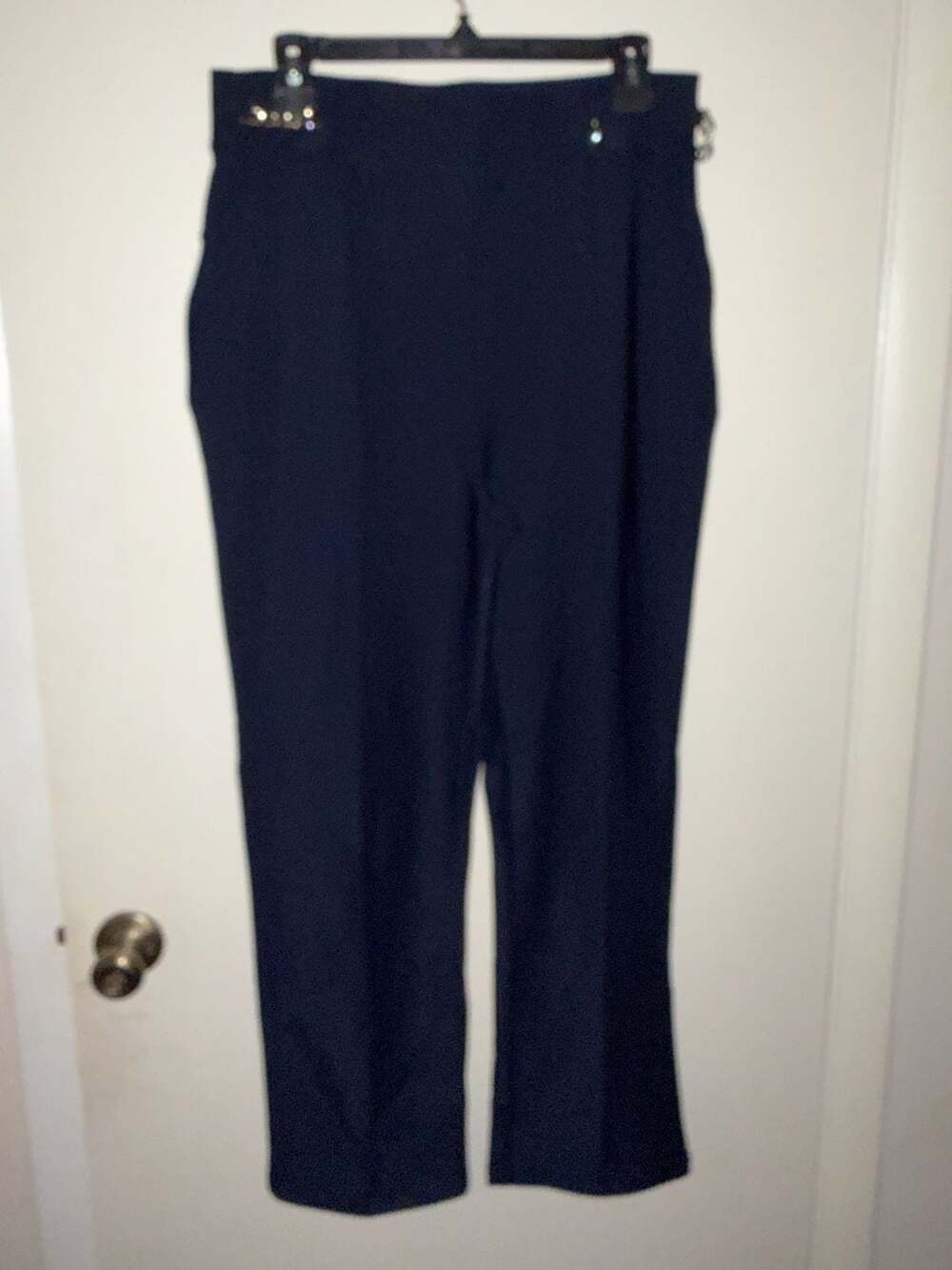 Harper Solid Navy Blue High-Waisted Dress Pants